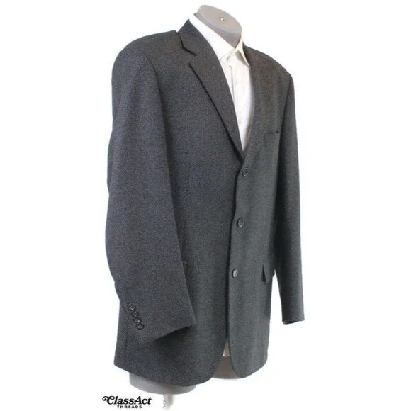 Pronto Uomo Blazer Mens Gray Wool Silk 3 Button Sport Coat Italy 44L