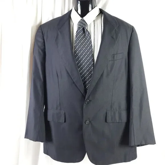 VTG Brooks Brothers Golden Fleece Mens‎ 42R Black 2-Button Sports Coat Blazer