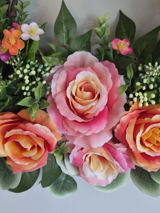 Vibrant Elegant Victorian Inspired Floral Wreath Large 22