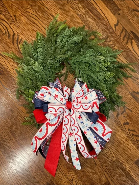 Patriotic Red, White & Blue Wreath Bow