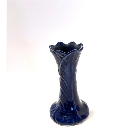 MCM Bud Vase Deep Cobalt Glazed Pottery Retro Decorative Unbranded Marked
