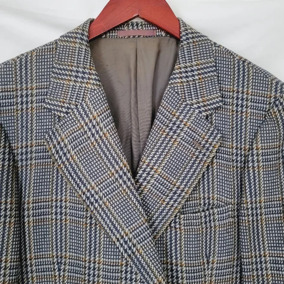 Burberrys' Cashmere Vintage Glen Plaid Men Jacket See Measurements