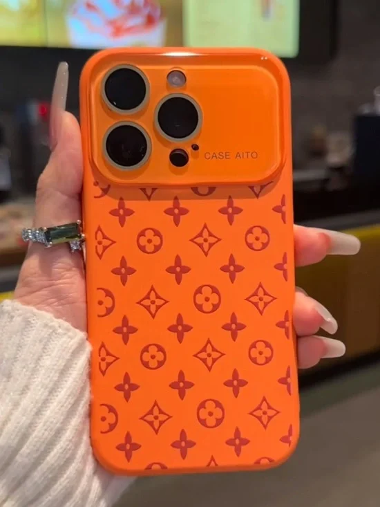 iPhone 17 Pro Max Orange Dopamine Case | Soft Silicone Monogram Style 🧡