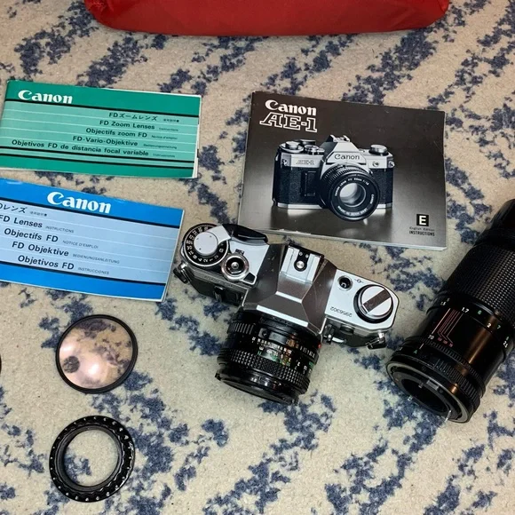 Canon AE-1 Program 35mm SLR Camera With Lenses Bundle Fully Film Tested