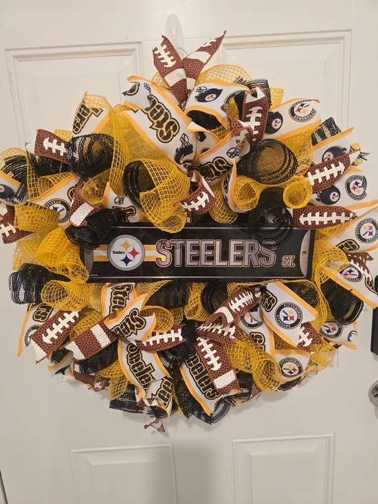 Steelers Black and Gold Football Wreath