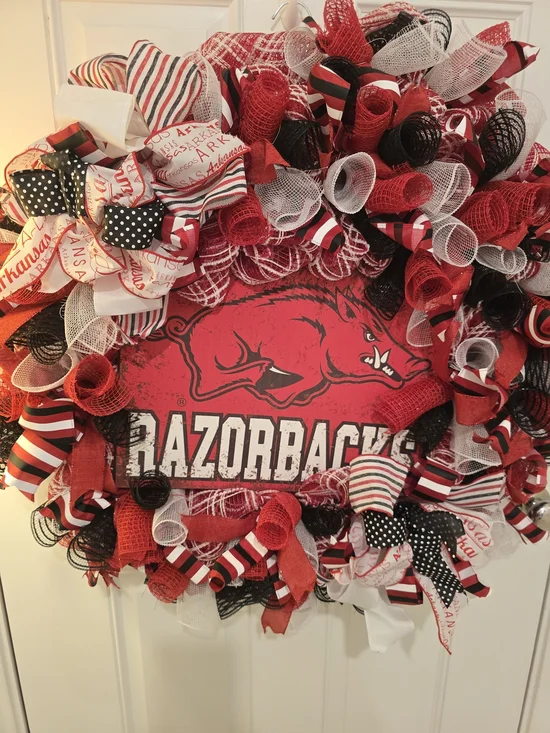 Arkansas Razorbacks Red Decorative Wreath Large WPS Go HOGS