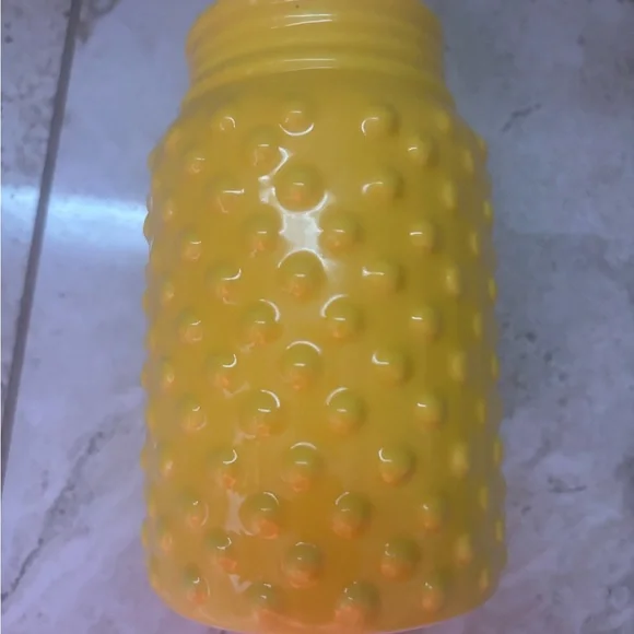 Yellow hobnail vase new