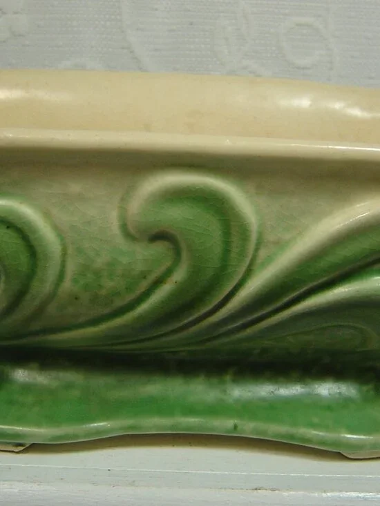 Vintage Brush McCoy Princess Line green & cream colored planter