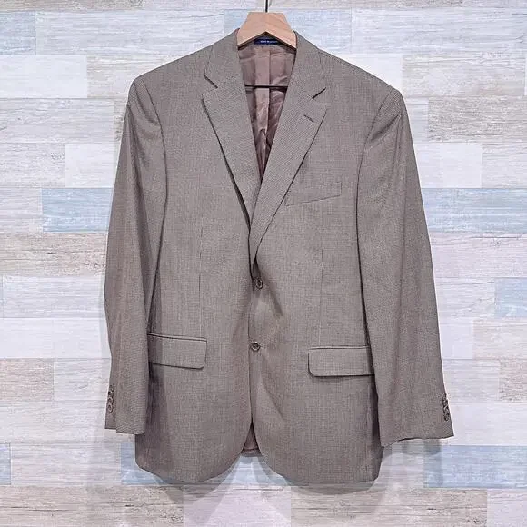 Loro Piana Italy Cremieux Collection Houndstooth Sport Coat Brown Wool Mens 43L
