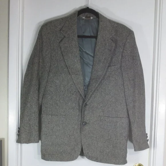 NEW C&R Clothiers Jacket Vintage Brown Gray Wool Tweed Lined Blazer Size 44R