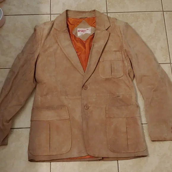 VTG McGregor Blazer Tan Suede Leather Coat Men's Size 42