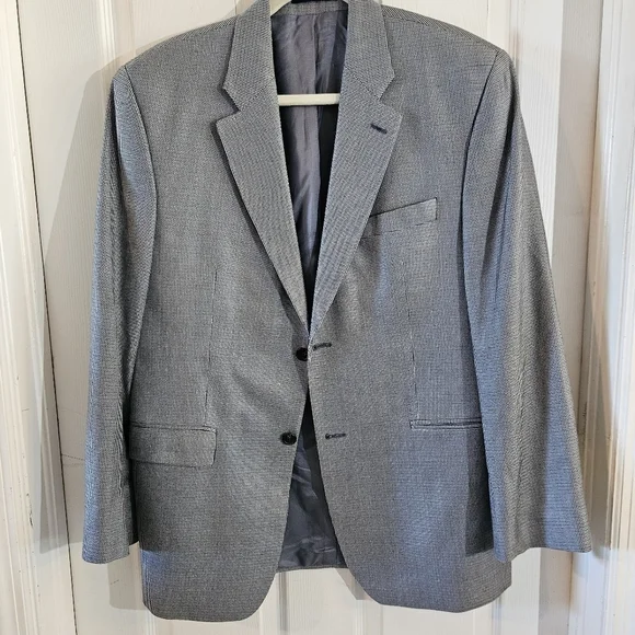 Ralph Ralph Lauren Silk Blue Gray Houndstooth Print Sport Coat Blazer Size 40R