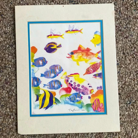 TRACY TAYLOR ARTIST FISH & CHIPS AUTHENTIC 1990 ART PRINT 14 X 11 in SEALED