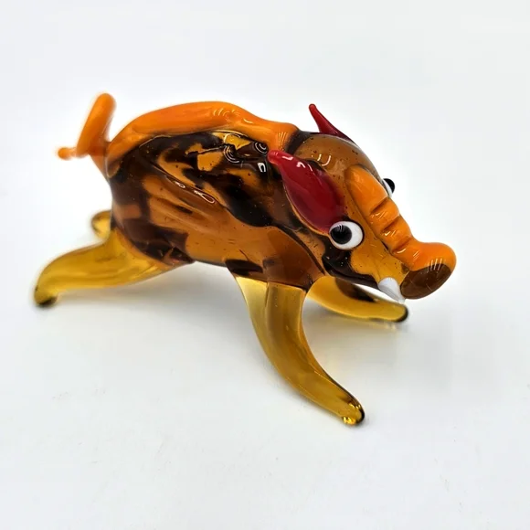 Handcrafted Glass Boar Figurine