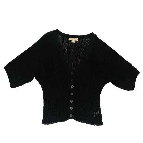Michael Kors Black Button Cardigan Top Blouse Womens S