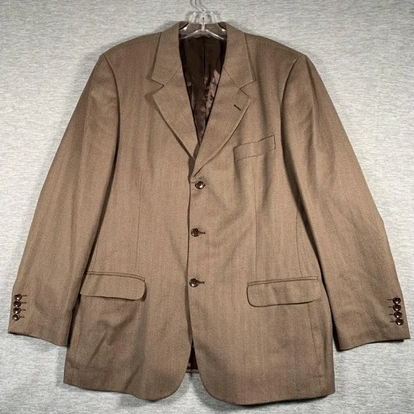 Banana‎ Republic Blazer Mens 46R Brown Herringbone Cotton Wool Sport Coat Italy