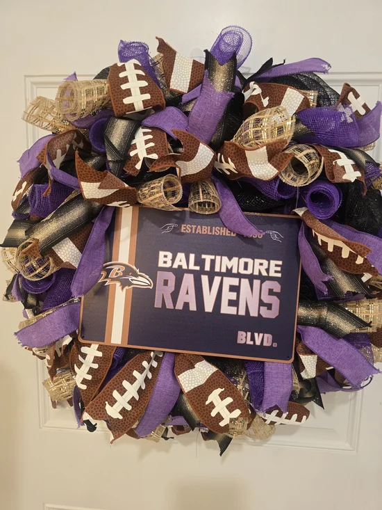 Baltimore Ravens Purple Football Wreath