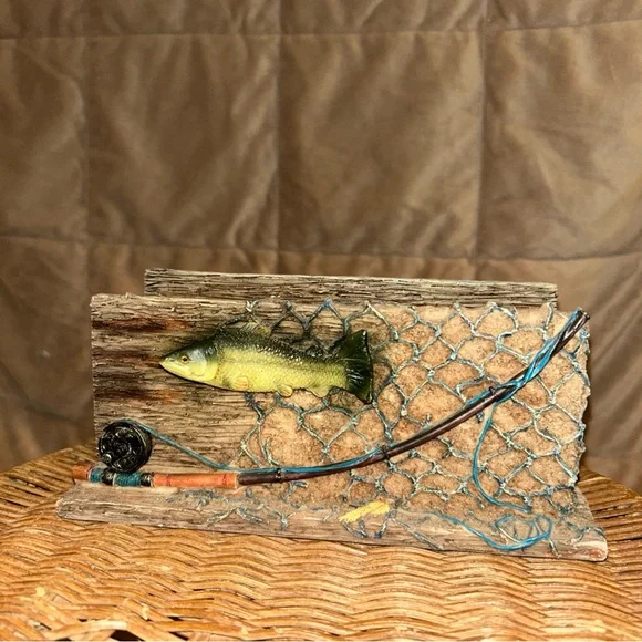 Rustic Fish Decor with Fishing Rod Accent