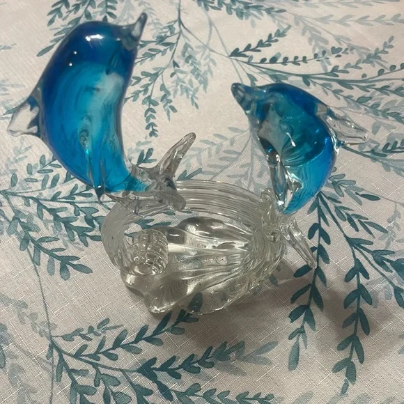 Blue Glass Dolphin Ornament