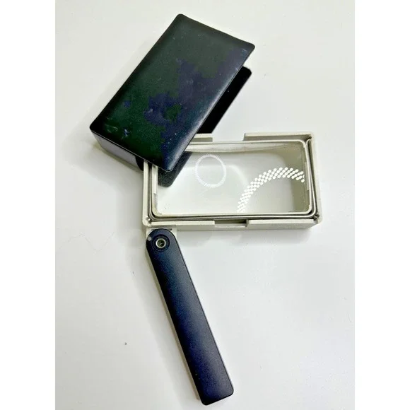 Vtg Eschenbach Germany Magnifying Glass 2.75 Black Leather Case Folding handle