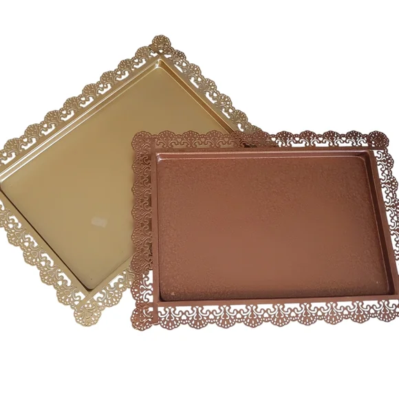 Metal Jewelry Trays 2 Piece Gold / Copper Color Organization