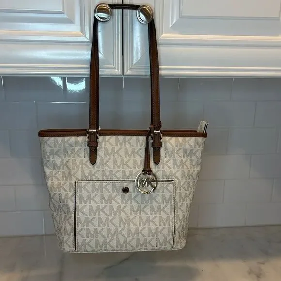 Michael Kors Bag Purse Handbag Pocketbook Jet Set Logo Large Signature Tote Bag