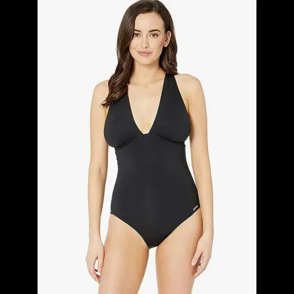 NWT Michael Kors‎ Convertible Deep V One-Piece Black Size 8