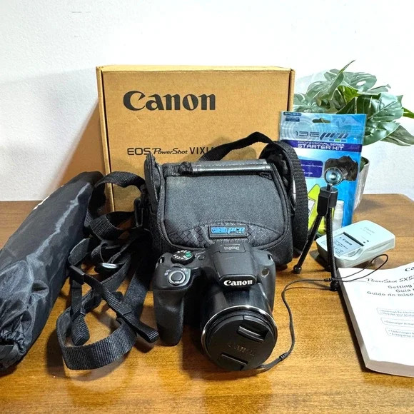 Canon PowerShot SX530 HS Digital Camera Black Case Tripod Battery 50X Lens Wifi