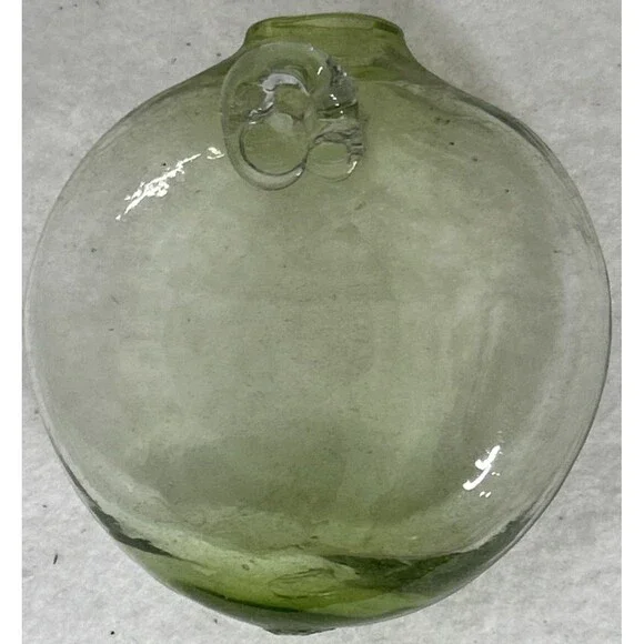 Hanging Bud Vase Vintage Hand Blown Glass Green 6x6.5 Bohemian Fairy Florist