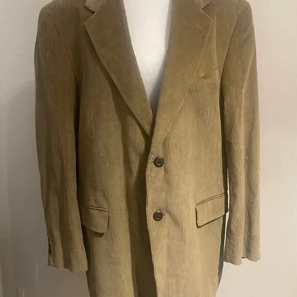Stafford Men’s 100% Cotton Brown Cordouroy Sport Coat Size 42 R