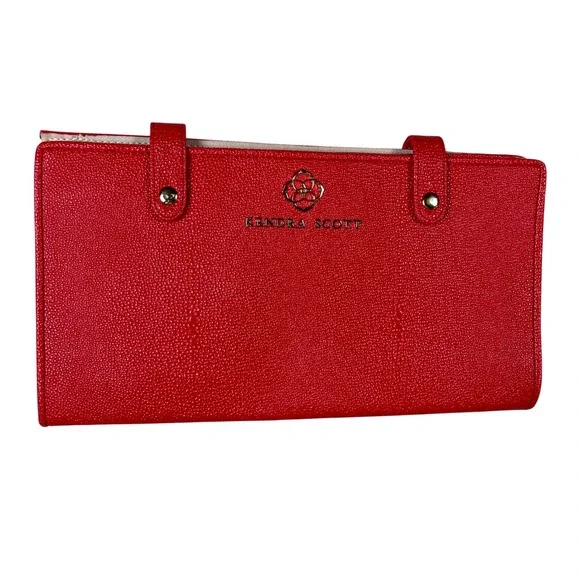 Kendra Scott‎ Getaway Collection Jewelry Travel Case OS Red Pebbled Faux Leather