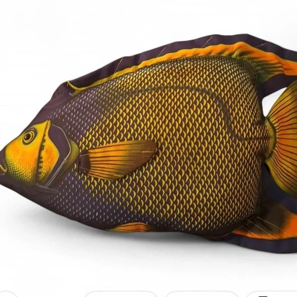 Fish-Shaped Pet Pillow - Yellow and Black