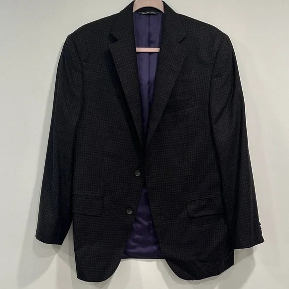 Elegant Black Checkered Men's Blazer