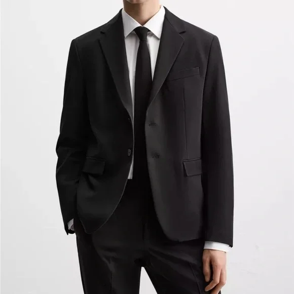 Zara Classic Black Men's Blazer Size 40 Slim fit Formal jacket