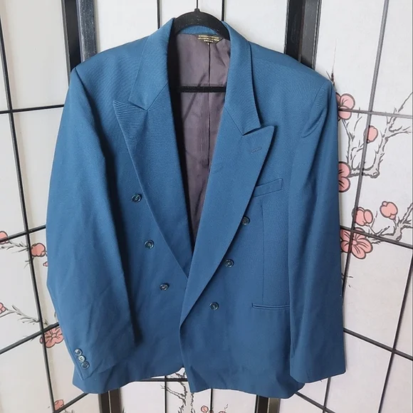 Zeidler Electric Blue Suit Jacket Size 44 Long