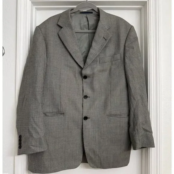 Burberry London Men's Kensington T Model Wool Blazer Sport Coat Gray Check 42R