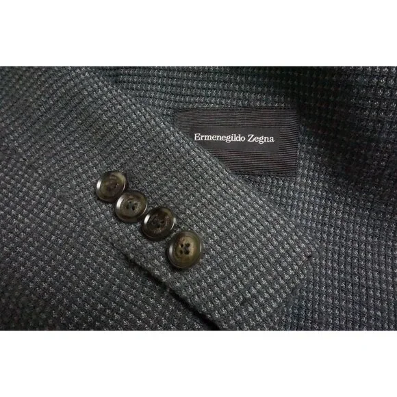 Ermenegildo Zegna Wool Silk Gray Woven Textured CURRENT Sport Coat Jacket 46R