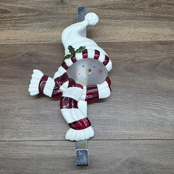 Snowman Over The Door Holiday Christmas Wreath Hanger
