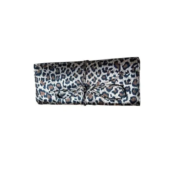 Leopard Print Silky Trifold Jewelry Travel Case - New