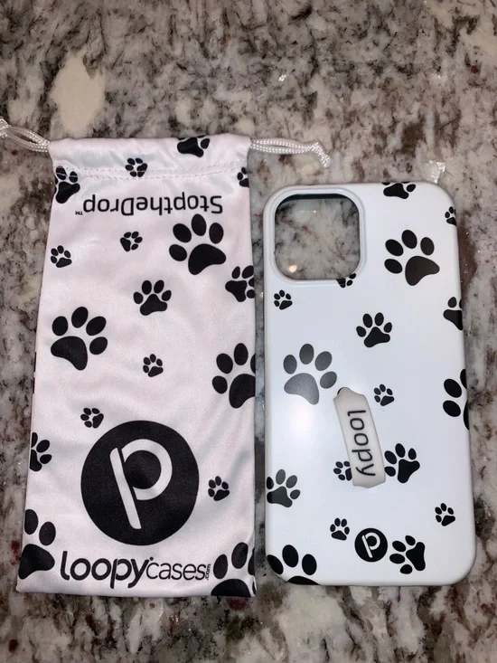 iPhone 16 Plus loopy doggy paw print case & holder/bag “stop the drop” NEW!