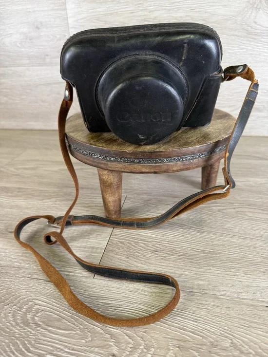 Canon Camera Leather Case with Strap Brown Retro Vintage from Japan