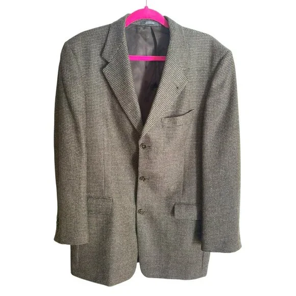 Hart Schaffner Marx Proffitts Harris Tweed 40R Wool Blazer Jacket Houndstooth