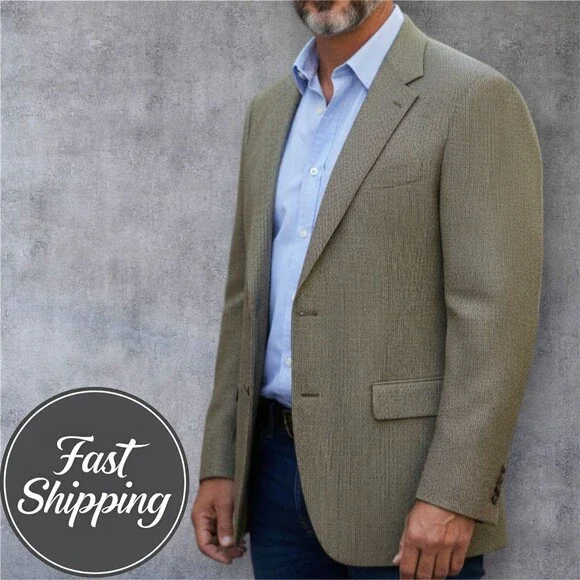RALPH LAUREN Mens Wool Blazer Sport Coat 2-Btn Jacket Single vent 42L Brown/Tan