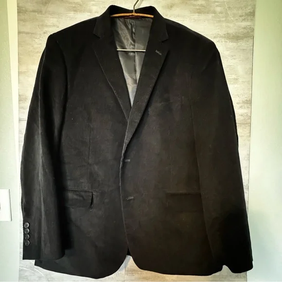ADOLFO Men's BLACK‎ Corduroy LINED 2-Button SPORT COAT/BLAZER/JACKET Size 44R