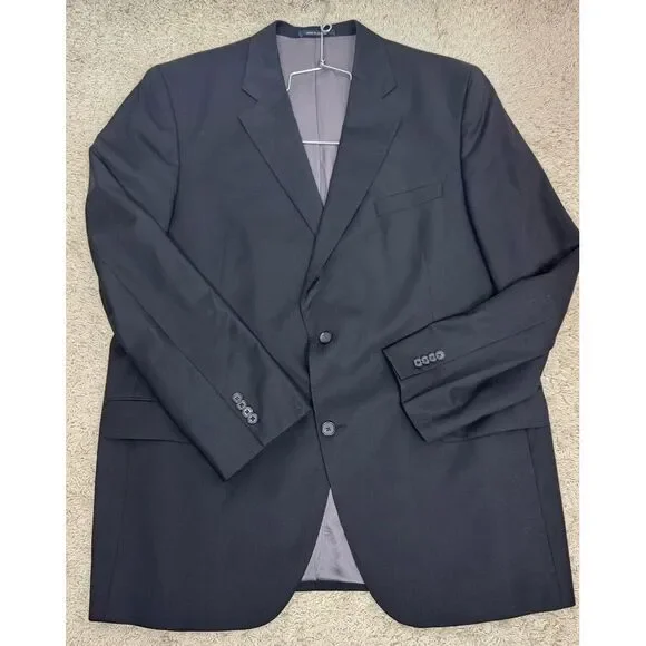 Cremieux Loro Piana Super 130's Wool Black Blazer‎ Sport coat Jacket Size 48L