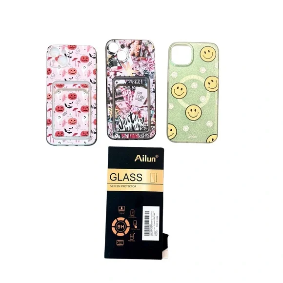 iPhone 14 + Lot 2Magnet &‎ Wallet Cases Screen Protector Halloween Christmas