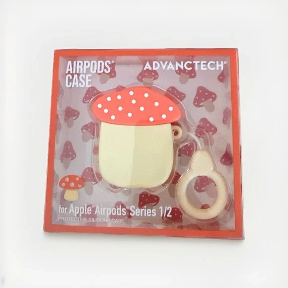 Mushroom AirPods Case With Clip For Apple AirPod Series‎ 1/2 Soft Touch Silicone