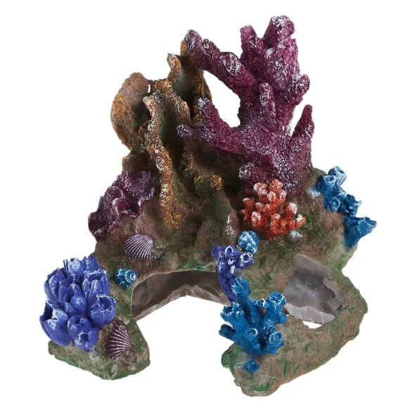 New! TOPFIN Aquatic Aquarium Decor Coral Reef Cave Fish Hide.