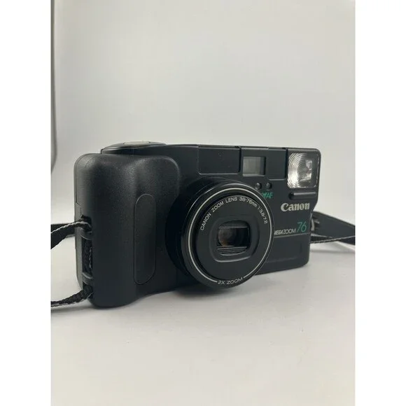 Canon Sure Shot Mega Zoom 76 35mm Film Camera 38-76mm Lens – For Parts or Repair