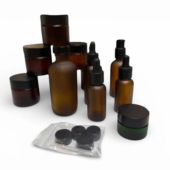 28 Piece Boujee Amber Glass Bottle and Jar Set